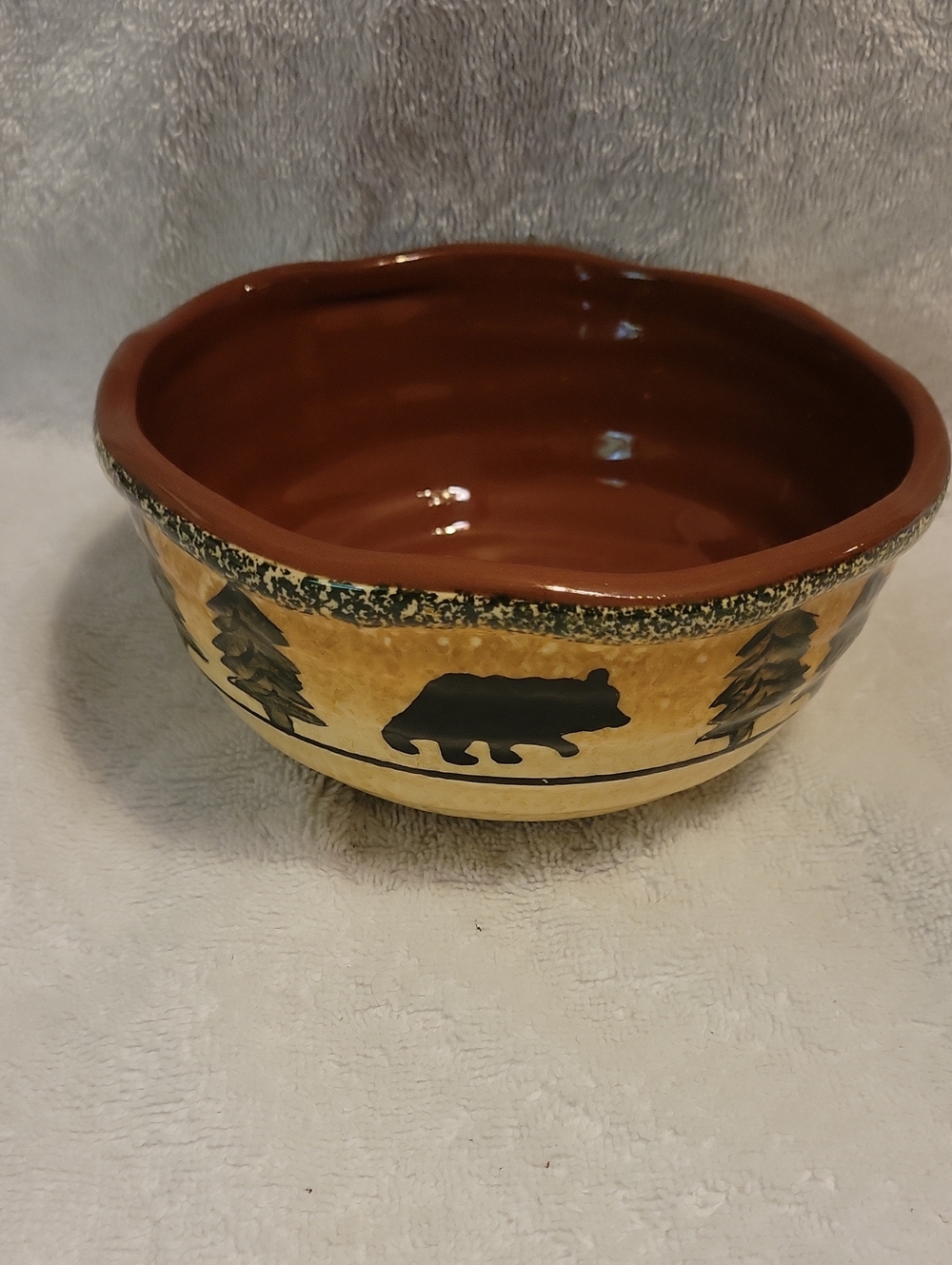 HiEnd Rust Brown Bear-Pattern Ceramic Cereal Bowl